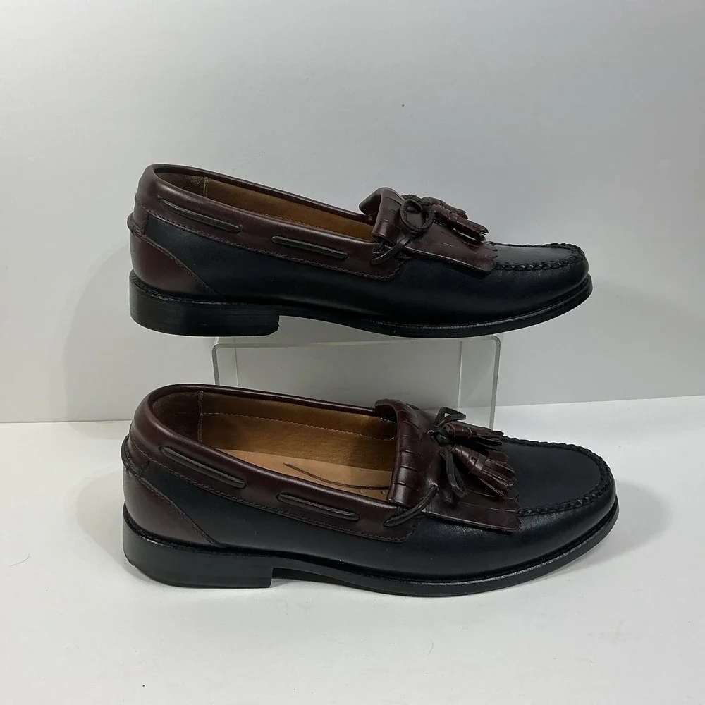 Johnston & Murphy Black Brown Leather Tassel Loafers Mens Sz 11 M Dress Shoes - Picture 9 of 9